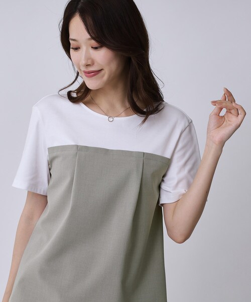 COUP DE CHANCE（クードシャンス）の「【手洗い可／セットアップ可】レイヤード風カットソー（Tシャツ/カットソー・レディース・グレー/ブラック・34/36/38/40）」の3枚目の写真