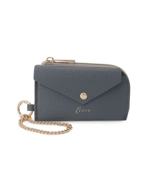 grove（グローブ）の「フラップパスカードチェーンポーチ（ポーチ・レディース・ブラック/ブルー系4/ピンク系9/ブロンズ・00）」の2枚目の写真