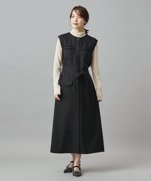 DRESSTERIOR(ドレステリア)の「【洗える/前開きボタン】ウォッシャブルツイードライクワンピース(ワンピース・レディース・ダークブラウン/ブラック・34/36/38)」の7枚目の写真