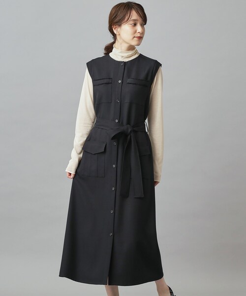 DRESSTERIOR(ドレステリア)の「【洗える/前開きボタン】ウォッシャブルツイードライクワンピース(ワンピース・レディース・ダークブラウン/ブラック・34/36/38)」の6枚目の写真
