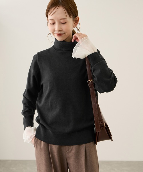 ROPE' PICNIC（ロペピクニック）の「アンチピリング天竺タートルネックニットプルオーバー/イージーケア（ニット/セーター・レディース・キナリ/ブラック/ホワイト系その他5/ワイン・FREE）」の3枚目の写真