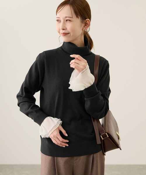 ROPE' PICNIC（ロペピクニック）の「アンチピリング天竺タートルネックニットプルオーバー/イージーケア（ニット/セーター・レディース・キナリ/ブラック/ホワイト系その他5/ワイン・FREE）」の7枚目の写真