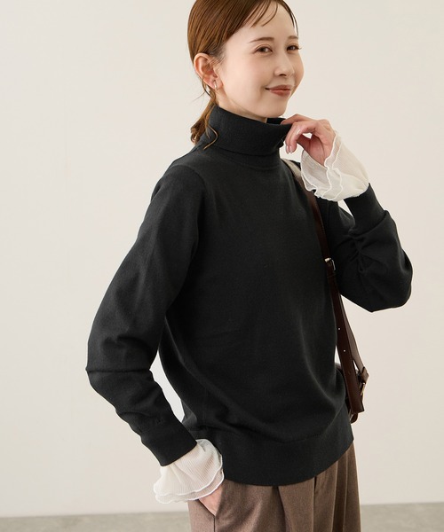 ROPE' PICNIC（ロペピクニック）の「アンチピリング天竺タートルネックニットプルオーバー/イージーケア（ニット/セーター・レディース・キナリ/ブラック/ホワイト系その他5/ワイン・FREE）」の8枚目の写真