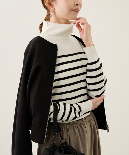ROPE' PICNIC（ロペピクニック）の「アンチピリング天竺タートルネックニットプルオーバー/イージーケア（ニット/セーター・レディース・キナリ/ブラック/ホワイト系その他5/ワイン・FREE）」の12枚目の写真