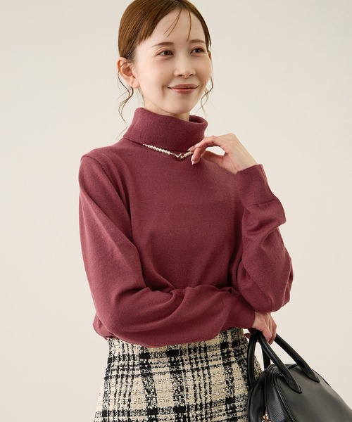 ROPE' PICNIC（ロペピクニック）の「アンチピリング天竺タートルネックニットプルオーバー/イージーケア（ニット/セーター・レディース・キナリ/ブラック/ホワイト系その他5/ワイン・FREE）」の18枚目の写真