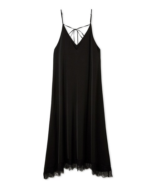 セール】サテンレーストリミングナローキャミワンピース（ワンピース