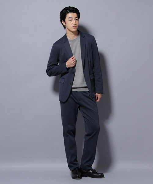 極美品 ナノユニバース M ノーカラー パンツスーツ セットアップ 洗える 紺 NANO universe（ナノ・ユニバース） セットアップ M ネイビー メンズ