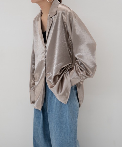 セール】オープンカラーサテンシャツ（シャツ/ブラウス）｜hwyl
