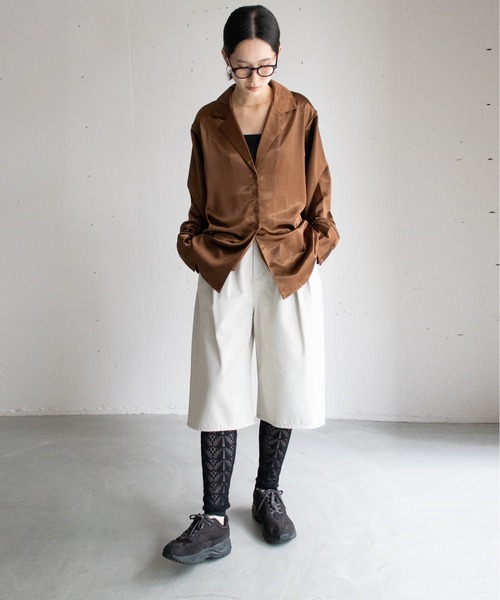 セール】オープンカラーサテンシャツ（シャツ/ブラウス）｜hwyl