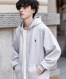 U.S. POLO ASSN.(ユーエスポロアッスン)のU.S. POLO ASSN. ユーエスポロアッスン オーバーサイズ裏起毛ワンポイントロゴ刺繍フルジップ長袖パーカー(パーカー)