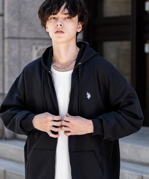 U.S. POLO ASSN.(ユーエスポロアッスン)のU.S. POLO ASSN. ユーエスポロアッスン オーバーサイズ裏起毛ワンポイントロゴ刺繍フルジップ長袖パーカー(パーカー)
