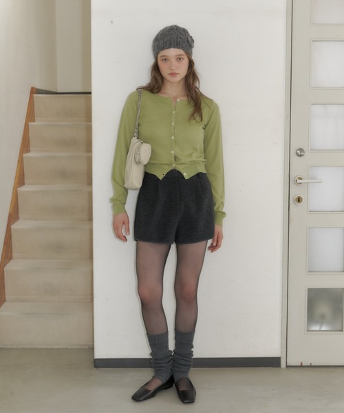 GIUNON(ジウノン)の「scallop knit cardigan / スカラップニットカーディガン(カーディガン/ボレロ・レディース・ピンク/グレー/ブラック/オリーブ・FREE)」の7枚目の写真