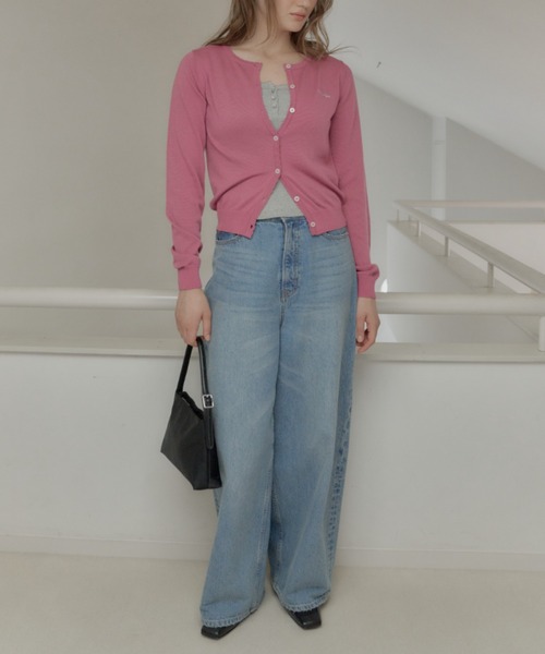 GIUNON(ジウノン)の「scallop knit cardigan / スカラップニットカーディガン(カーディガン/ボレロ・レディース・ピンク/グレー/ブラック/オリーブ・FREE)」の15枚目の写真