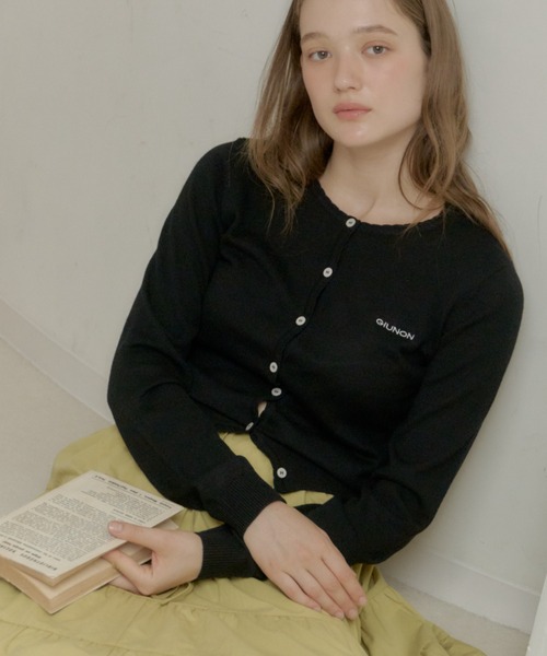 GIUNON(ジウノン)の「scallop knit cardigan / スカラップニットカーディガン(カーディガン/ボレロ・レディース・ピンク/グレー/ブラック/オリーブ・FREE)」の20枚目の写真