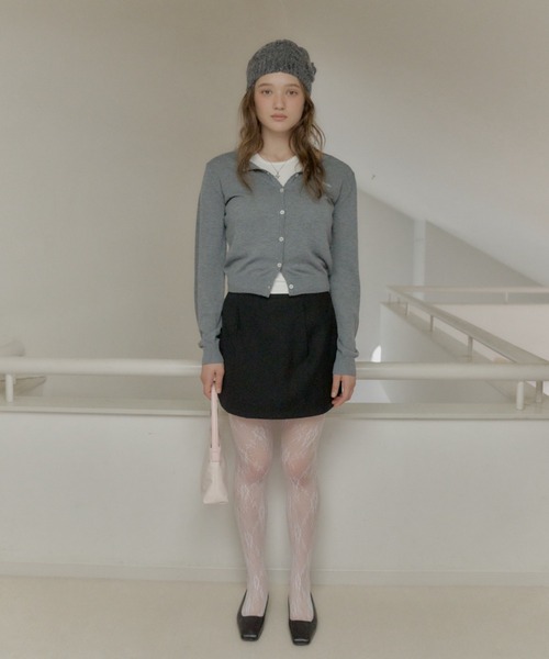 GIUNON(ジウノン)の「scallop knit cardigan / スカラップニットカーディガン(カーディガン/ボレロ・レディース・ピンク/グレー/ブラック/オリーブ・FREE)」の5枚目の写真