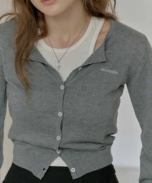 GIUNON(ジウノン)の「scallop knit cardigan / スカラップニットカーディガン(カーディガン/ボレロ・レディース・ピンク/グレー/ブラック/オリーブ・FREE)」の16枚目の写真