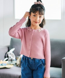 BeBe | ラインリボンくるみボタンニット長袖カーディガン(カーディガン/ボレロ)