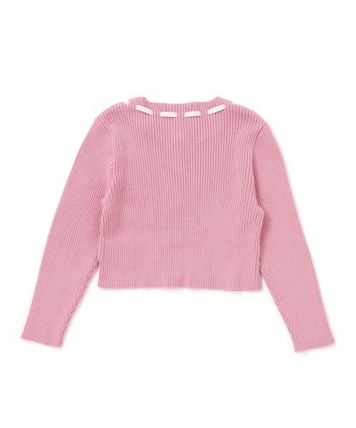 BeBe（ベベ）の「ラインリボンくるみボタンニット長袖カーディガン（カーディガン/ボレロ・キッズ・ピンク・120cm/150cm/130cm/140cm）」の7枚目の写真