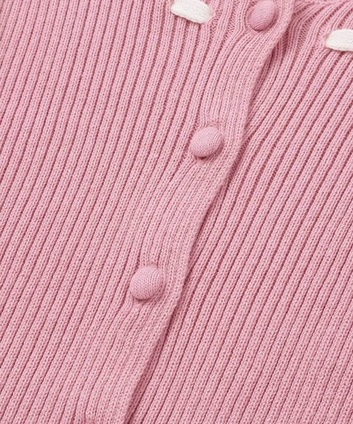 BeBe（ベベ）の「ラインリボンくるみボタンニット長袖カーディガン（カーディガン/ボレロ・キッズ・ピンク・120cm/150cm/130cm/140cm）」の10枚目の写真