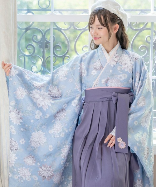 Catherine Cottage（キャサリンコテージ）の「袴一体型着物ワンピース（着物・キッズ・ミント/イエロー/パープル/ネイビー系1/レッド/ピンク/モーブ系/サックスブルー/スカイブルー/ナチュラル/ブルー/ネイビー系2・110/120/130/140/150/160）」の5枚目の写真