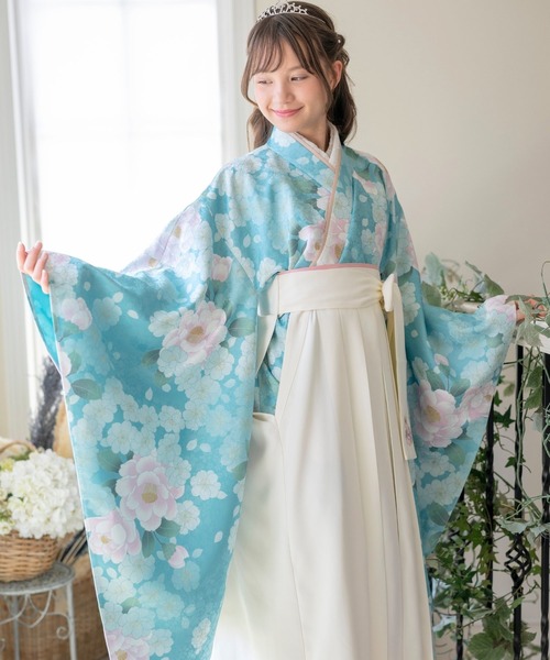Catherine Cottage（キャサリンコテージ）の「袴一体型着物ワンピース（着物・キッズ・ミント/イエロー/パープル/ネイビー系1/レッド/ピンク/モーブ系/サックスブルー/スカイブルー/ナチュラル/ブルー/ネイビー系2・110/120/130/140/150/160）」の17枚目の写真