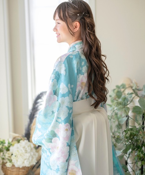 Catherine Cottage（キャサリンコテージ）の「袴一体型着物ワンピース（着物・キッズ・ミント/イエロー/パープル/ネイビー系1/レッド/ピンク/モーブ系/サックスブルー/スカイブルー/ナチュラル/ブルー/ネイビー系2・110/120/130/140/150/160）」の18枚目の写真