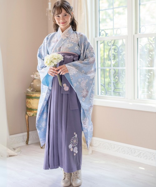 Catherine Cottage（キャサリンコテージ）の「袴一体型着物ワンピース（着物・キッズ・ミント/イエロー/パープル/ネイビー系1/レッド/ピンク/モーブ系/サックスブルー/スカイブルー/ナチュラル/ブルー/ネイビー系2・110/120/130/140/150/160）」の22枚目の写真