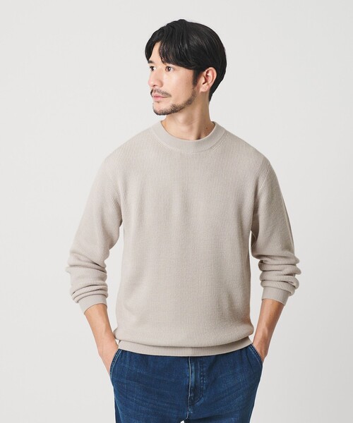 BEAUTY&YOUTH UNITED ARROWS（ビューティーアンドユースユナイテッドアローズ）の「【WEB限定 WARDROBE SMART】マシーンウォッシャブル ウールミックス アゼ クルーネック（ニット/セーター・メンズ・ホワイト/ナチュラル/ブラック・S/M/L/XL）」の3枚目の写真