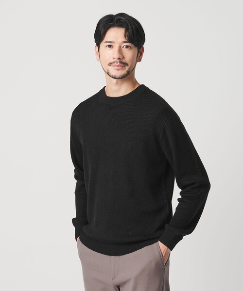 BEAUTY&YOUTH UNITED ARROWS（ビューティーアンドユースユナイテッドアローズ）の「【WEB限定 WARDROBE SMART】マシーンウォッシャブル ウールミックス アゼ クルーネック（ニット/セーター・メンズ・ホワイト/ナチュラル/ブラック・S/M/L/XL）」の4枚目の写真