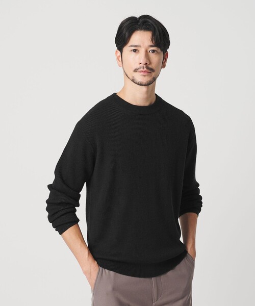 BEAUTY&YOUTH UNITED ARROWS（ビューティーアンドユースユナイテッドアローズ）の「【WEB限定 WARDROBE SMART】マシーンウォッシャブル ウールミックス アゼ クルーネック（ニット/セーター・メンズ・ホワイト/ナチュラル/ブラック・S/M/L/XL）」の6枚目の写真