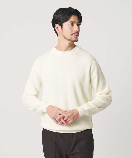BEAUTY&YOUTH UNITED ARROWS（ビューティーアンドユースユナイテッドアローズ）の「【WEB限定 WARDROBE SMART】マシーンウォッシャブル ウールミックス アゼ クルーネック（ニット/セーター・メンズ・ホワイト/ナチュラル/ブラック・S/M/L/XL）」の8枚目の写真