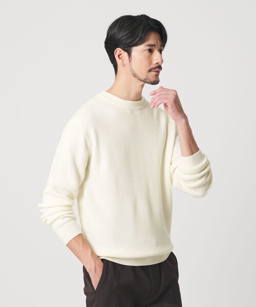 BEAUTY&YOUTH UNITED ARROWS（ビューティーアンドユースユナイテッドアローズ）の「【WEB限定 WARDROBE SMART】マシーンウォッシャブル ウールミックス アゼ クルーネック（ニット/セーター・メンズ・ホワイト/ナチュラル/ブラック・S/M/L/XL）」の10枚目の写真