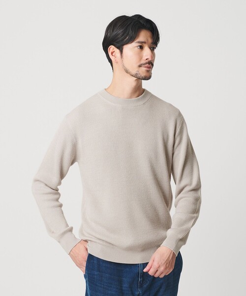 BEAUTY&YOUTH UNITED ARROWS（ビューティーアンドユースユナイテッドアローズ）の「【WEB限定 WARDROBE SMART】マシーンウォッシャブル ウールミックス アゼ クルーネック（ニット/セーター・メンズ・ホワイト/ナチュラル/ブラック・S/M/L/XL）」の12枚目の写真