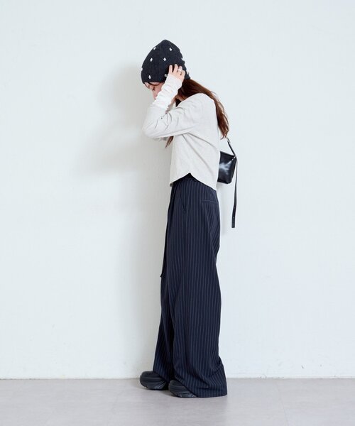 Kastane（カスタネ）の「【新色追加/4色展開】袖チュールテレコカーディガン（カーディガン/ボレロ・レディース・ネイビー/アイボリー/グレー/ダークグレー/ホワイト系その他/ピンク・FREE）」の22枚目の写真