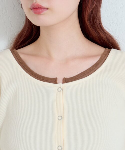 Kastane（カスタネ）の「【新色追加/4色展開】袖チュールテレコカーディガン（カーディガン/ボレロ・レディース・ネイビー/アイボリー/グレー/ダークグレー/ホワイト系その他/ピンク・FREE）」の13枚目の写真