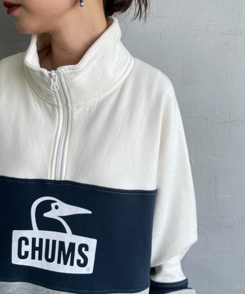 CHUMS（チャムス）の「【WEB限定】[CHUMS/チャムス] KEARNS パネル切り替えデザイン ハーフジップスウェット（スウェット・レディース・ホワイト/ブラック・M/L）」の22枚目の写真