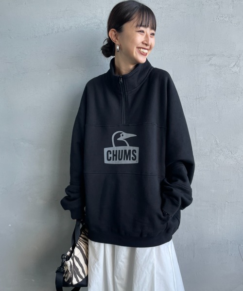 CHUMS（チャムス）の「【WEB限定】[CHUMS/チャムス] KEARNS パネル切り替えデザイン ハーフジップスウェット（スウェット・レディース・ホワイト/ブラック・M/L）」の18枚目の写真