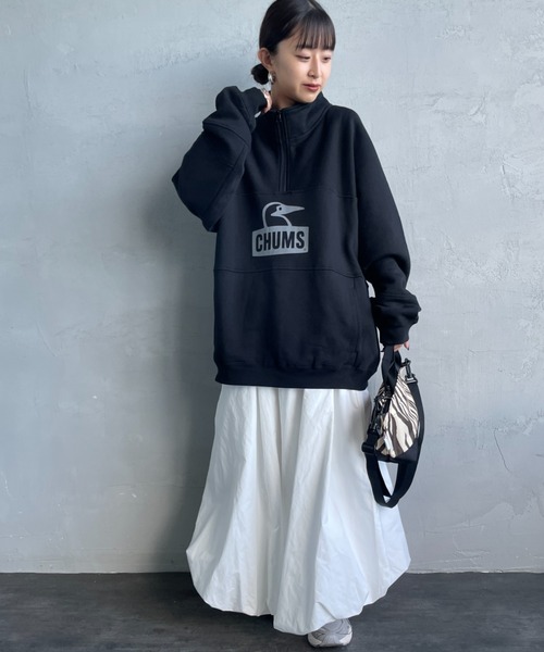 CHUMS（チャムス）の「【WEB限定】[CHUMS/チャムス] KEARNS パネル切り替えデザイン ハーフジップスウェット（スウェット・レディース・ホワイト/ブラック・M/L）」の15枚目の写真