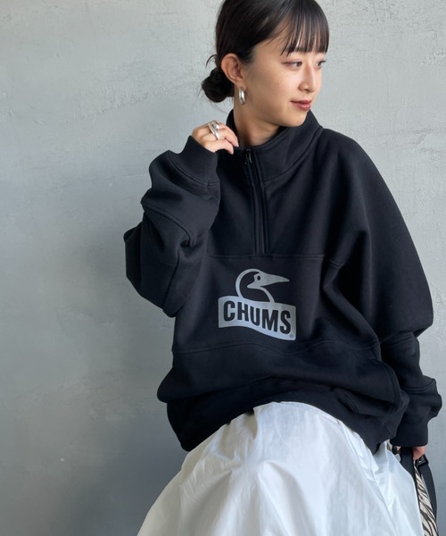 CHUMS（チャムス）の「【WEB限定】[CHUMS/チャムス] KEARNS パネル切り替えデザイン ハーフジップスウェット（スウェット・レディース・ホワイト/ブラック・M/L）」の19枚目の写真