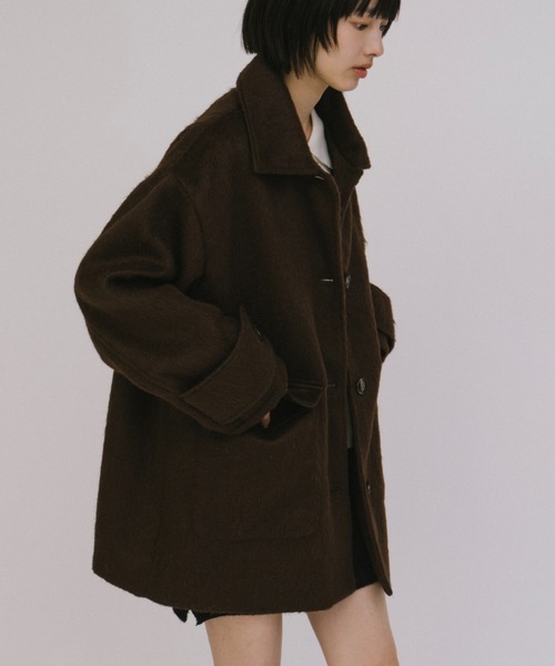 duei(デュイ)の「シャギーミドルコート(その他アウター・レディース・ブラウン/チャコールグレー・FREE)」の2枚目の写真