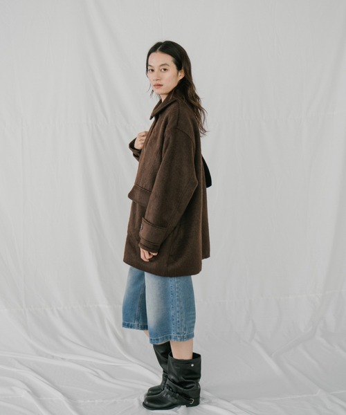 duei(デュイ)の「シャギーミドルコート(その他アウター・レディース・ブラウン/チャコールグレー・FREE)」の4枚目の写真