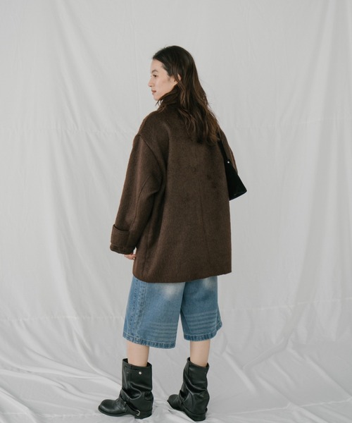 duei(デュイ)の「シャギーミドルコート(その他アウター・レディース・ブラウン/チャコールグレー・FREE)」の5枚目の写真