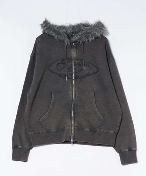 セール】ヴィンテージライク フードファー ジップパーカー / オーバル