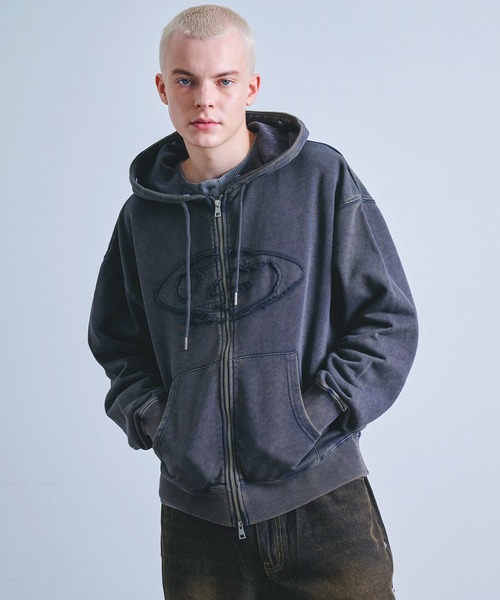 セール】ヴィンテージライク フードファー ジップパーカー / オーバル