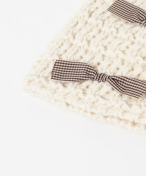 KBF(ケイビーエフ)の「チェックリボンニットビーニー(ニットキャップ/ビーニー・レディース・チャコールグレー/アイボリー・ONE)」の4枚目の写真