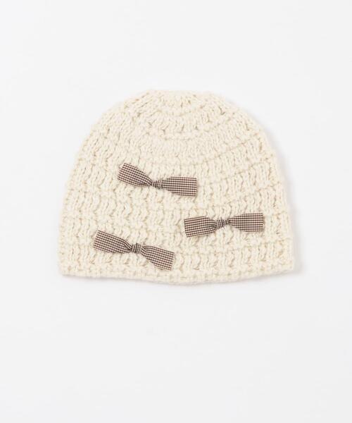 KBF(ケイビーエフ)の「チェックリボンニットビーニー(ニットキャップ/ビーニー・レディース・チャコールグレー/アイボリー・ONE)」の13枚目の写真