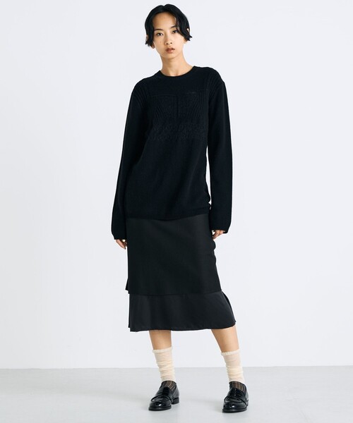 セール】パッチワークレース クルーネックニット（ニット/セーター