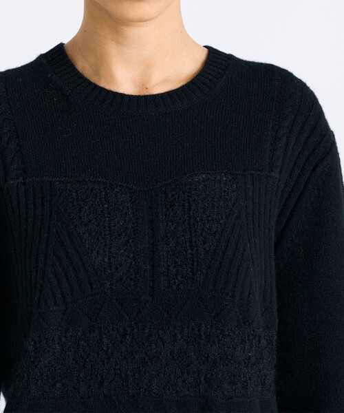 セール】パッチワークレース クルーネックニット（ニット/セーター