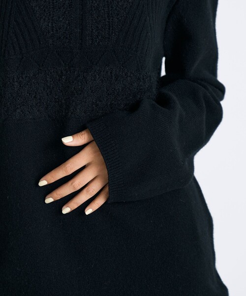 セール】パッチワークレース クルーネックニット（ニット/セーター