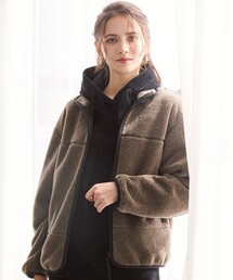 新作23区フード付き ブルゾン 洗える】カシミヤブレンド ジップアップ ニットブルゾン / 23区
